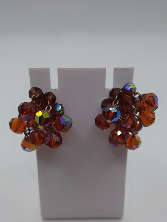 Laguna B Jewelry - Laguna Amber Colored AB Cha Cha Clip On Earrings Vintage